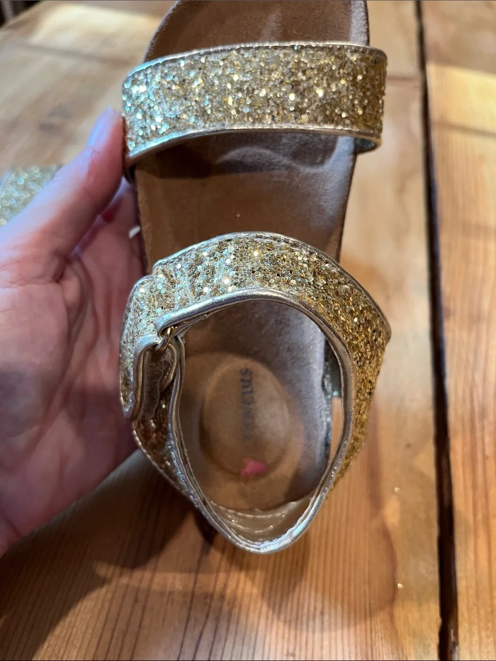 CREWCUTS Toddler 11 Gold Glitter Strappy Sandals
